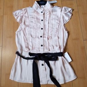 Oh Yes Taupe Ruffled Top - Size Medium Juniors